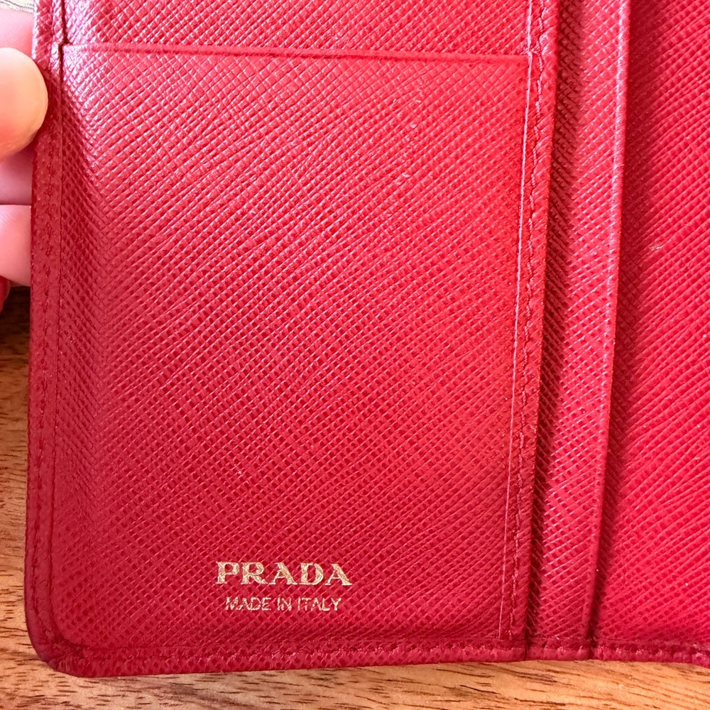 Prada Crimson Leather Wallet with Gold Accents - Picture 5 of 9